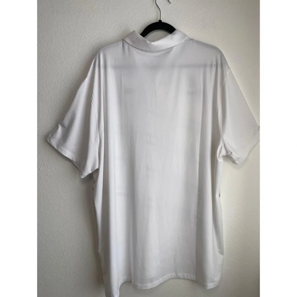 Nike Golf‎ Dri-FIT Mens XXL Polo Shirt White Grey Striped FA Basketball Logo